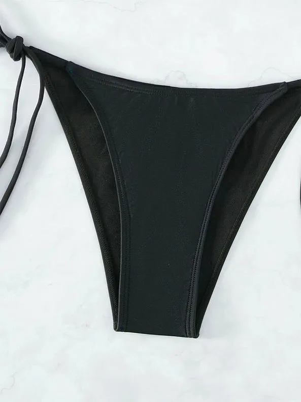 Chain Split Three-Point Shell Bikini Black