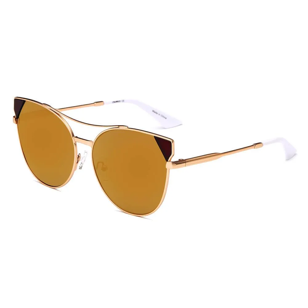 CLARCKSTON | CA02 - Women's Trendy Mirrored Lens Cat Eye Sunglasses