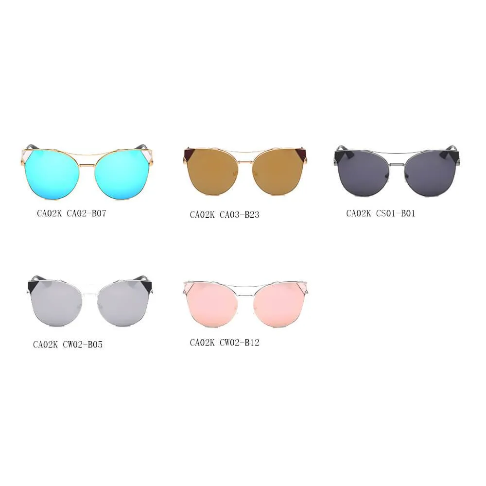 CLARCKSTON | CA02 - Women's Trendy Mirrored Lens Cat Eye Sunglasses