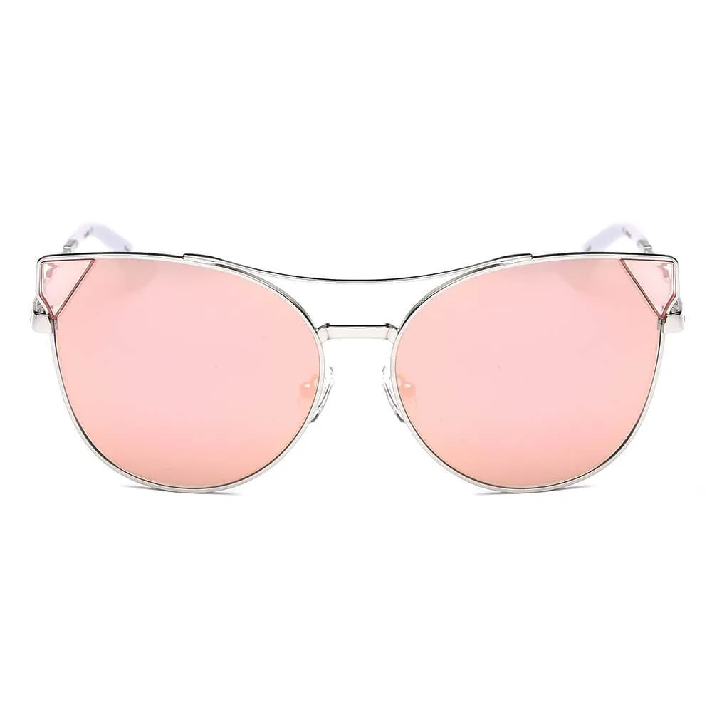 CLARCKSTON | CA02 - Women's Trendy Mirrored Lens Cat Eye Sunglasses