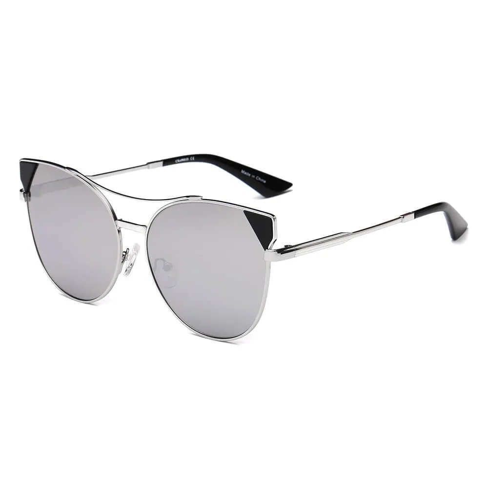 CLARCKSTON | CA02 - Women's Trendy Mirrored Lens Cat Eye Sunglasses