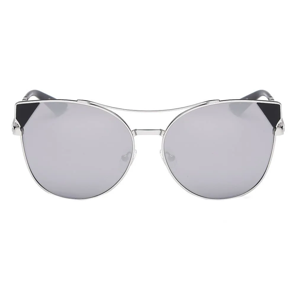 CLARCKSTON | CA02 - Women's Trendy Mirrored Lens Cat Eye Sunglasses