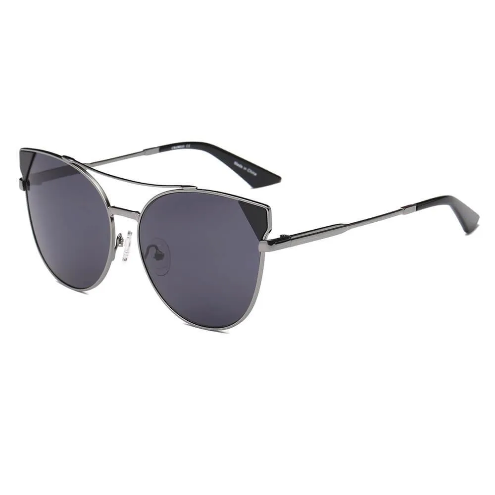 CLARCKSTON | CA02 - Women's Trendy Mirrored Lens Cat Eye Sunglasses