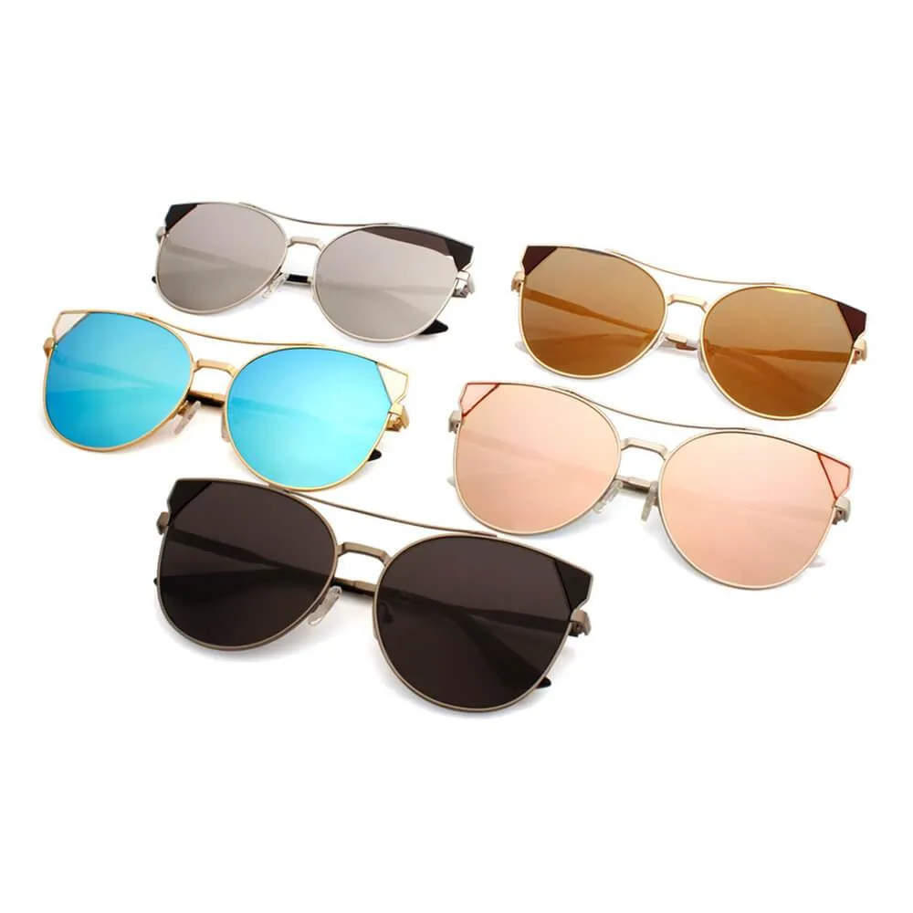 CLARCKSTON | CA02 - Women's Trendy Mirrored Lens Cat Eye Sunglasses