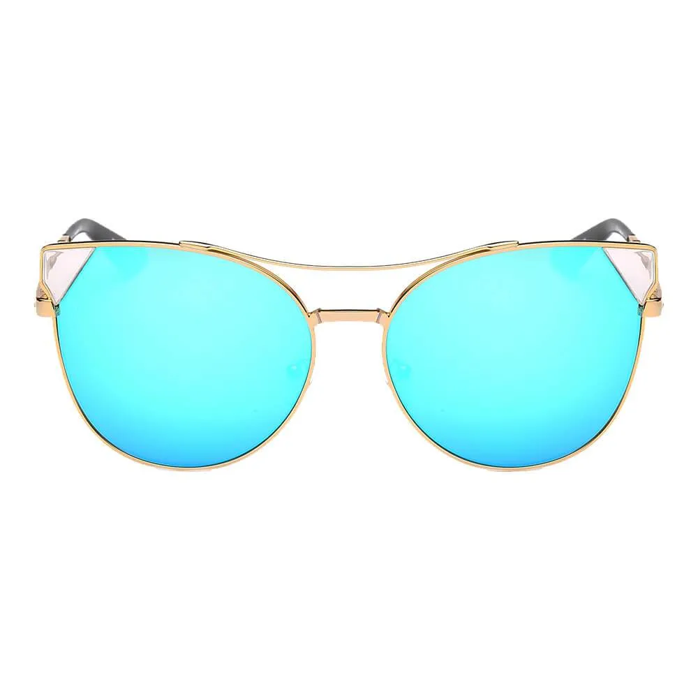 CLARCKSTON | CA02 - Women's Trendy Mirrored Lens Cat Eye Sunglasses
