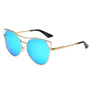 CLARCKSTON | CA02 - Women's Trendy Mirrored Lens Cat Eye Sunglasses