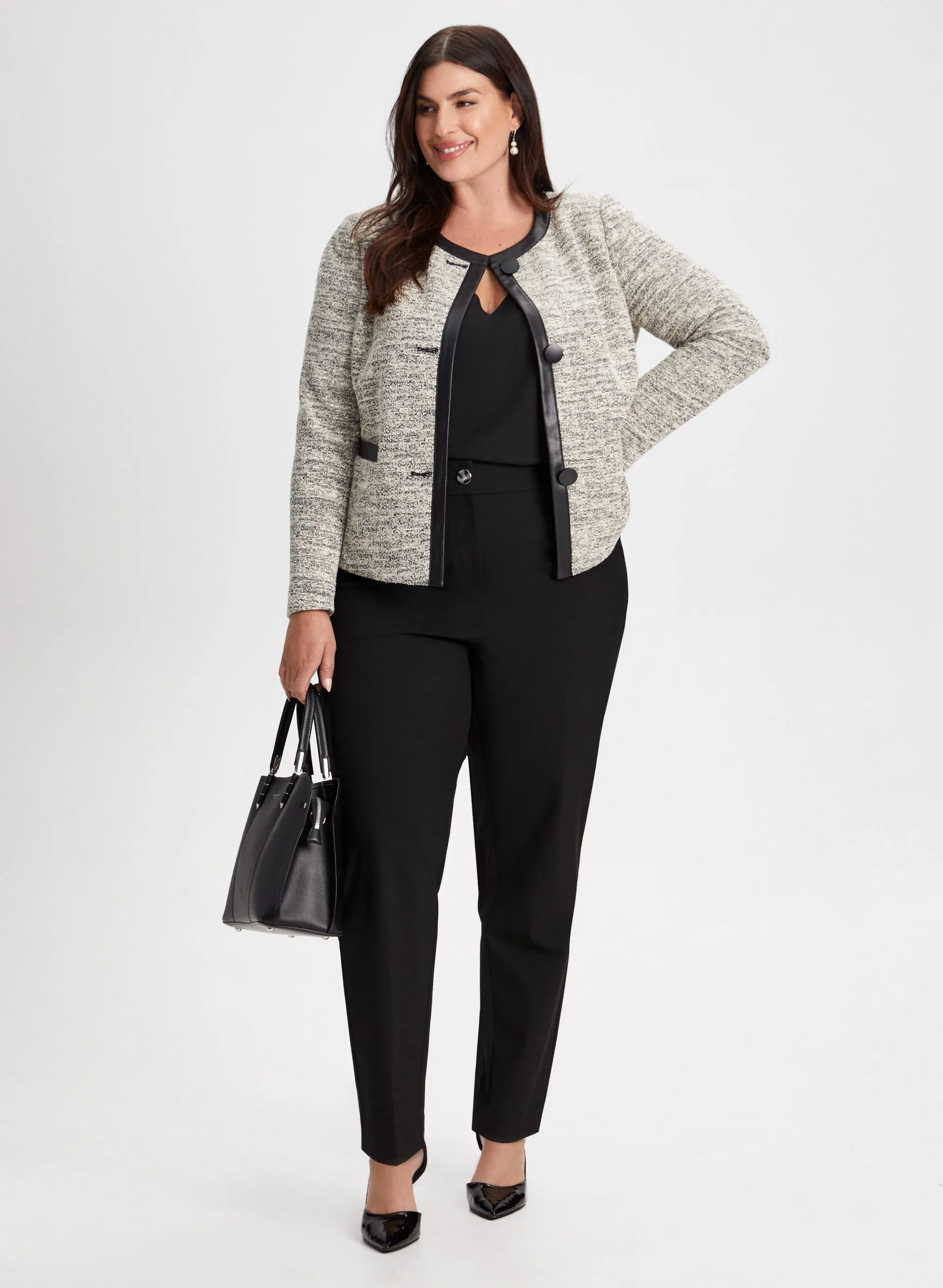 Contrast Trim Bouclé Jacket