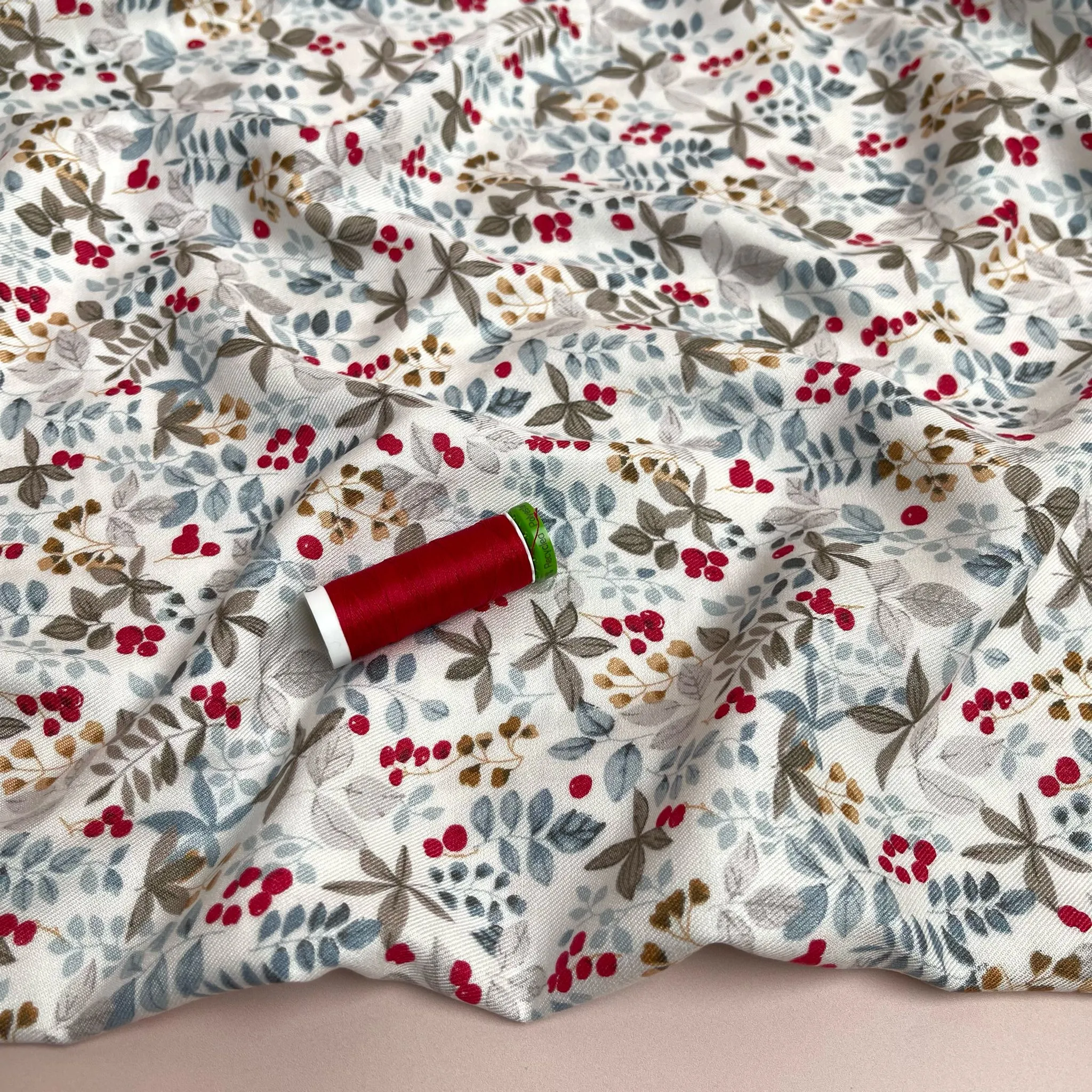 Delicate Foliage Viscose Twill Fabric