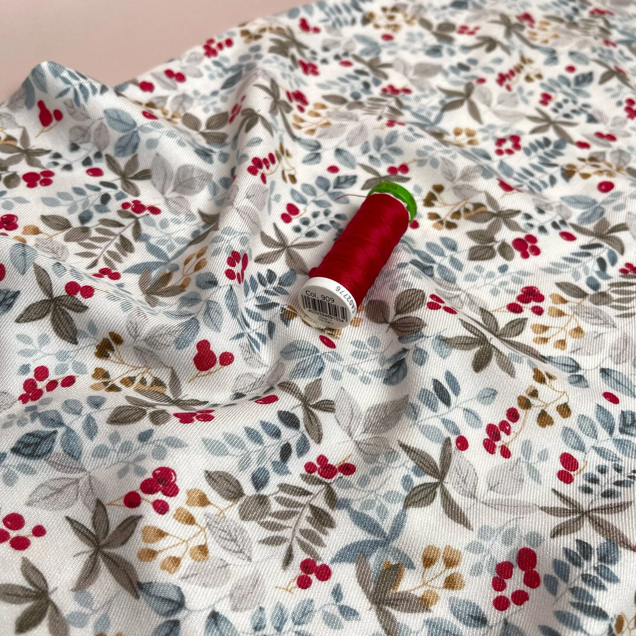 Delicate Foliage Viscose Twill Fabric
