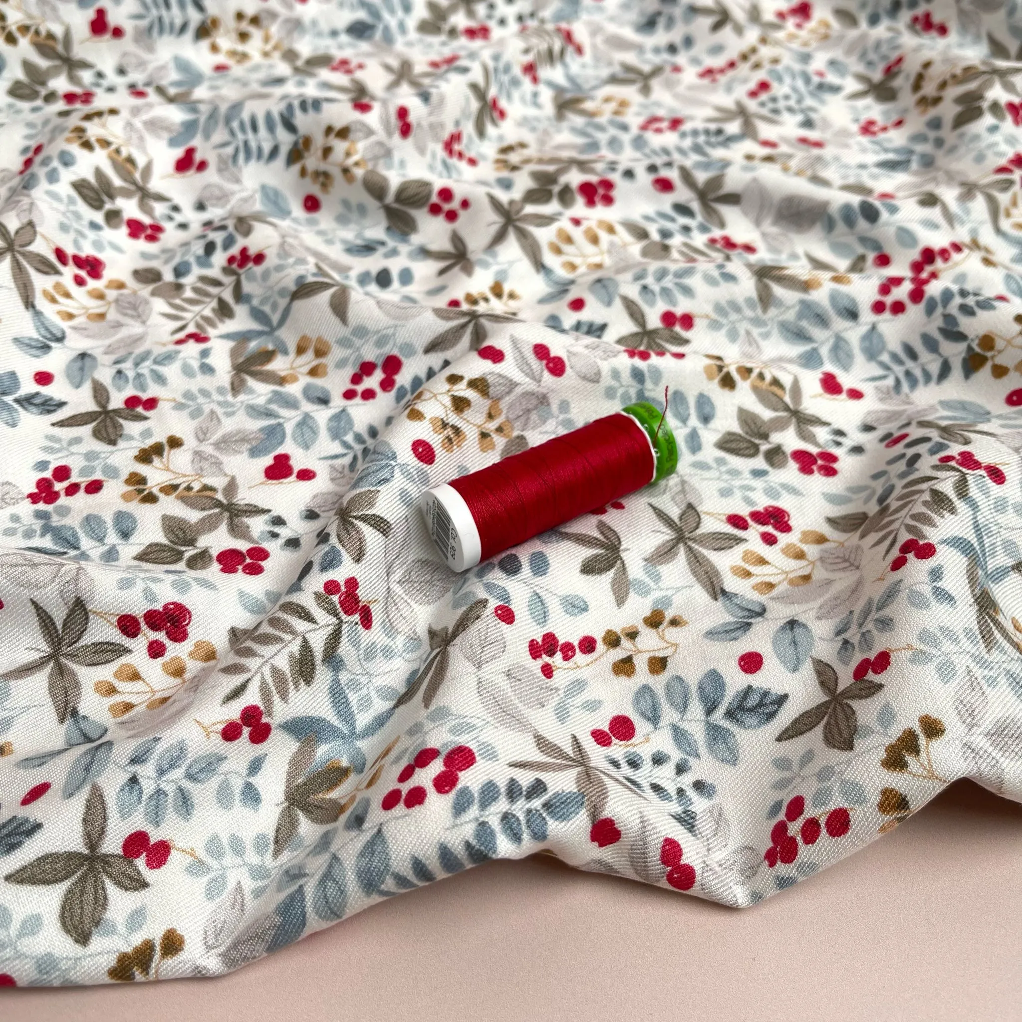Delicate Foliage Viscose Twill Fabric