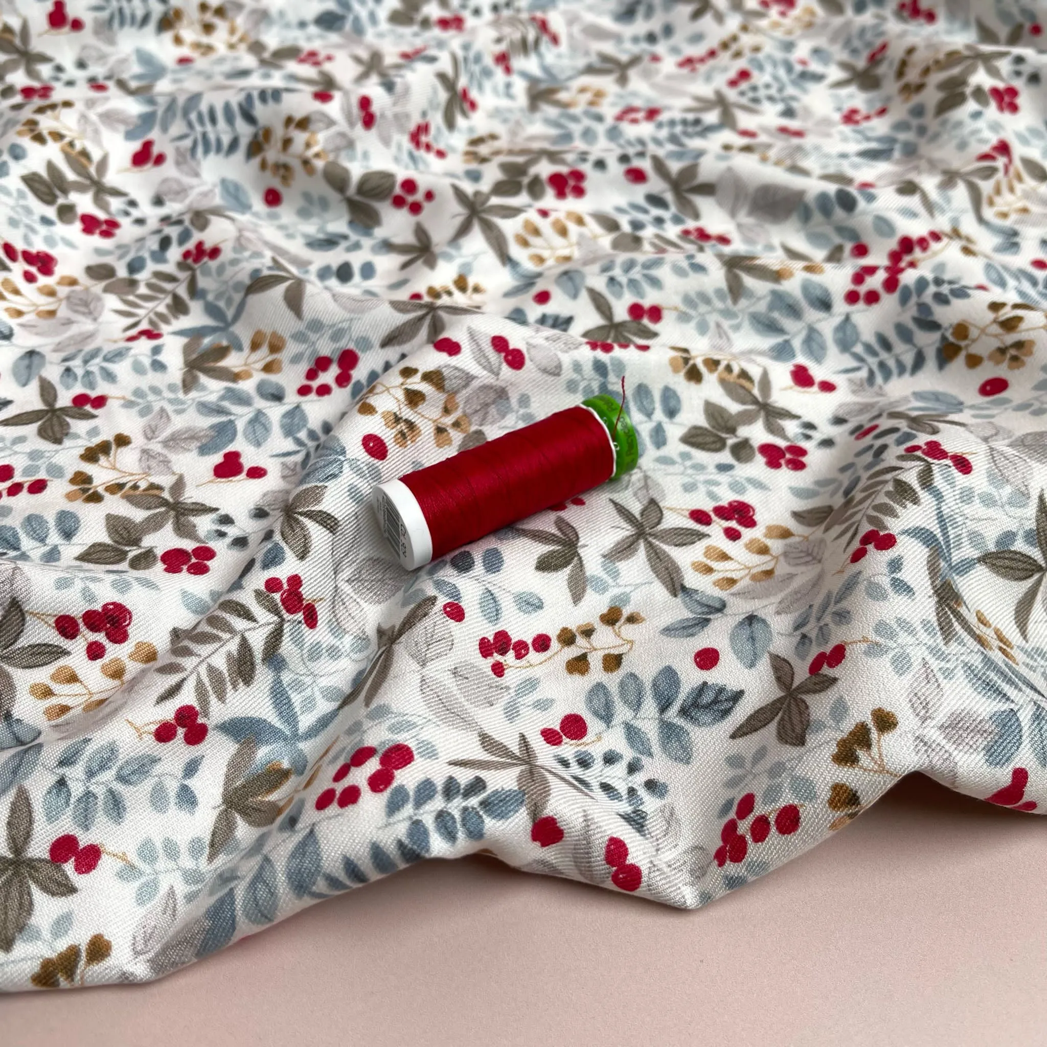 Delicate Foliage Viscose Twill Fabric