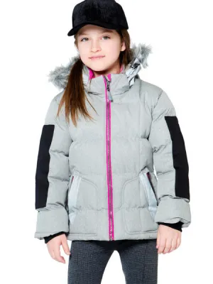 Deux Par Deux Grey Puffy Jacket Girls 4- 7