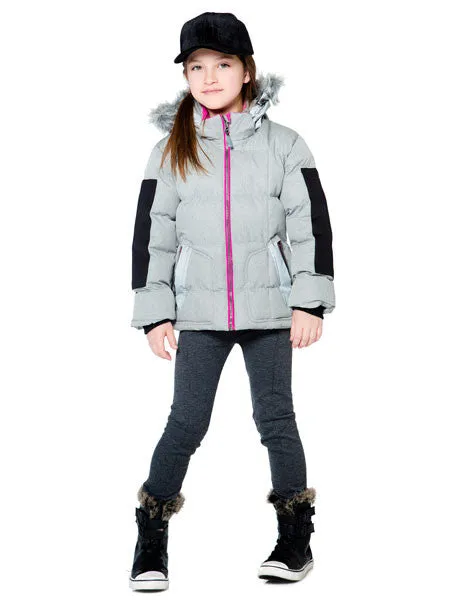 Deux Par Deux Grey Puffy Jacket Girls 4- 7