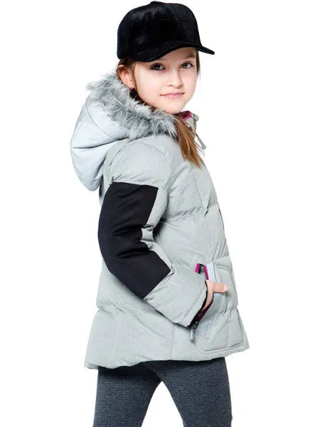 Deux Par Deux Grey Puffy Jacket Girls 4- 7