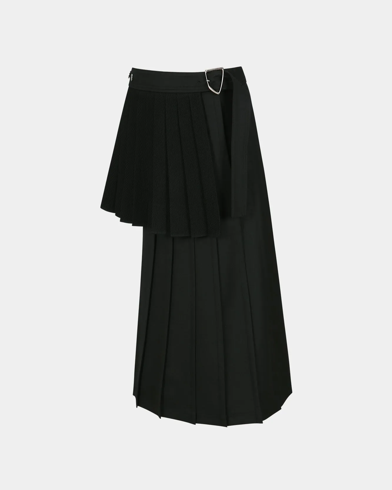 DOUBLE PLEATED WRAP SKIRT apa772w(BLACK)