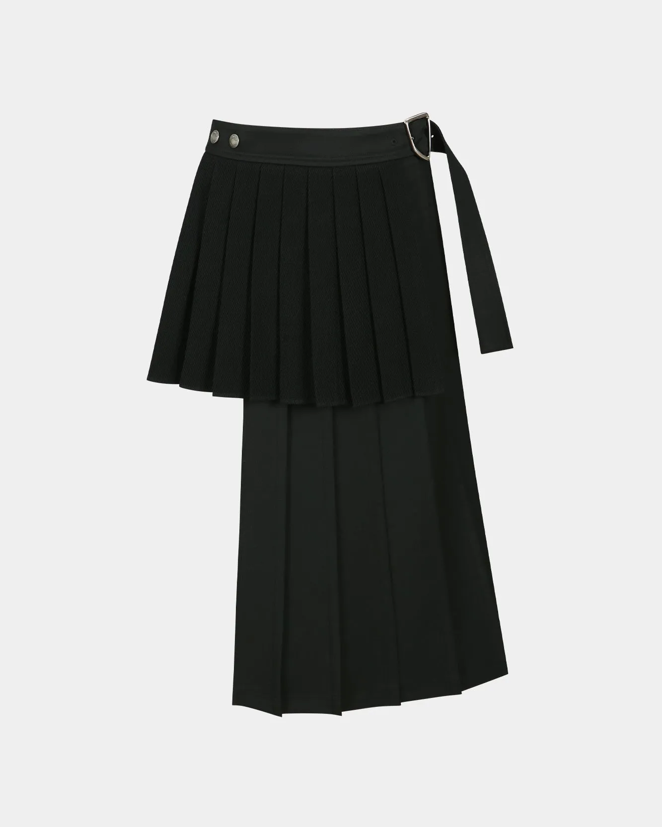 DOUBLE PLEATED WRAP SKIRT apa772w(BLACK)