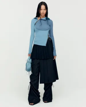 DOUBLE PLEATED WRAP SKIRT apa772w(BLACK)