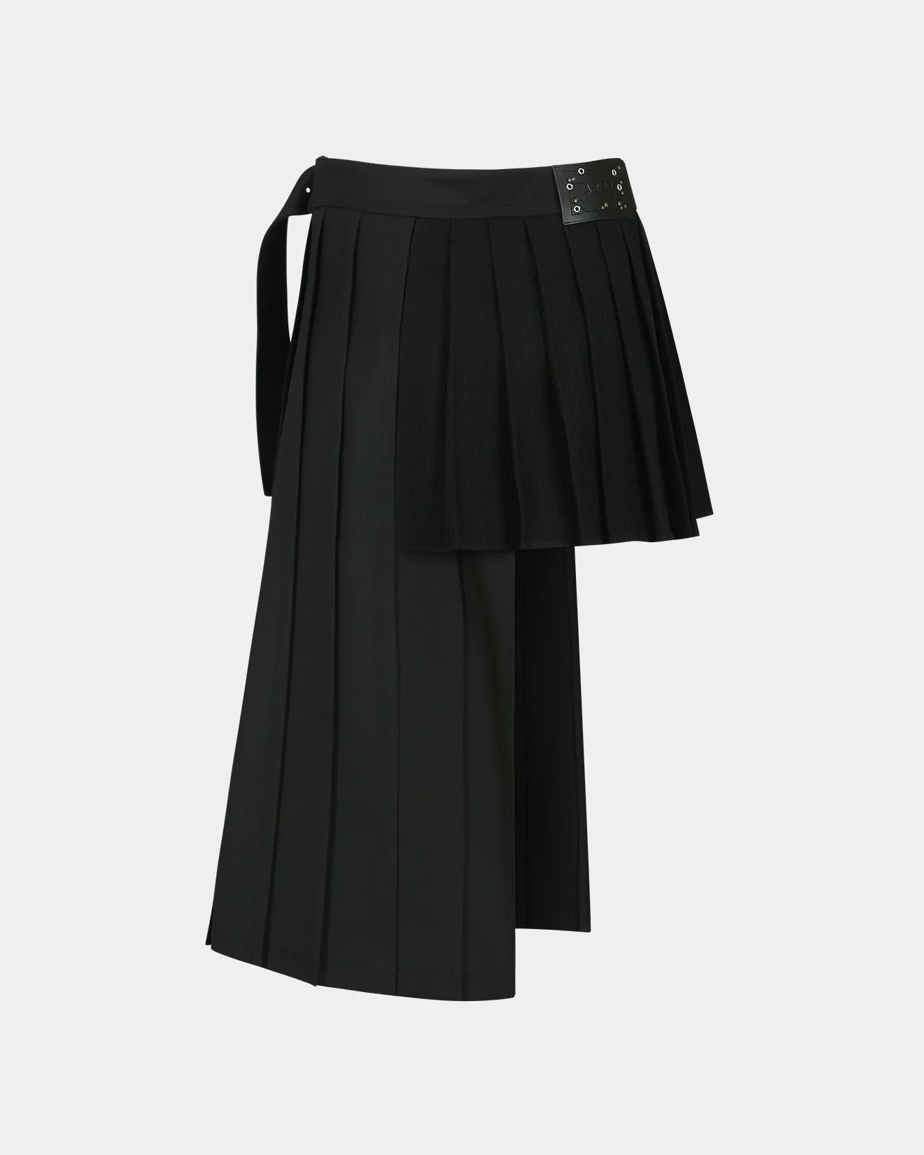 DOUBLE PLEATED WRAP SKIRT apa772w(BLACK)