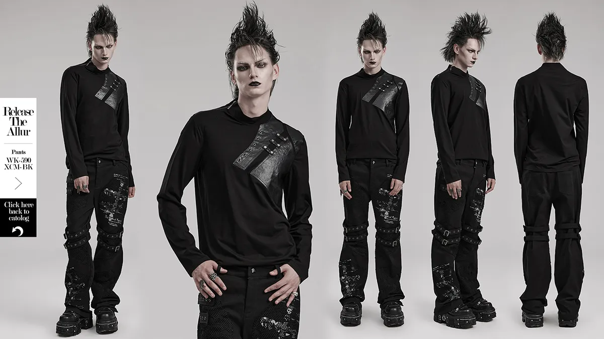 Edgy Male Metal Accented Long Sleeves Sweatshirt