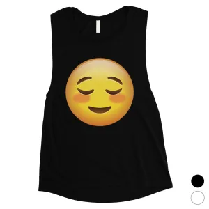 Emoji-Blush Womens Witty Fun Motivating Halloween Muscle Shirt Gift
