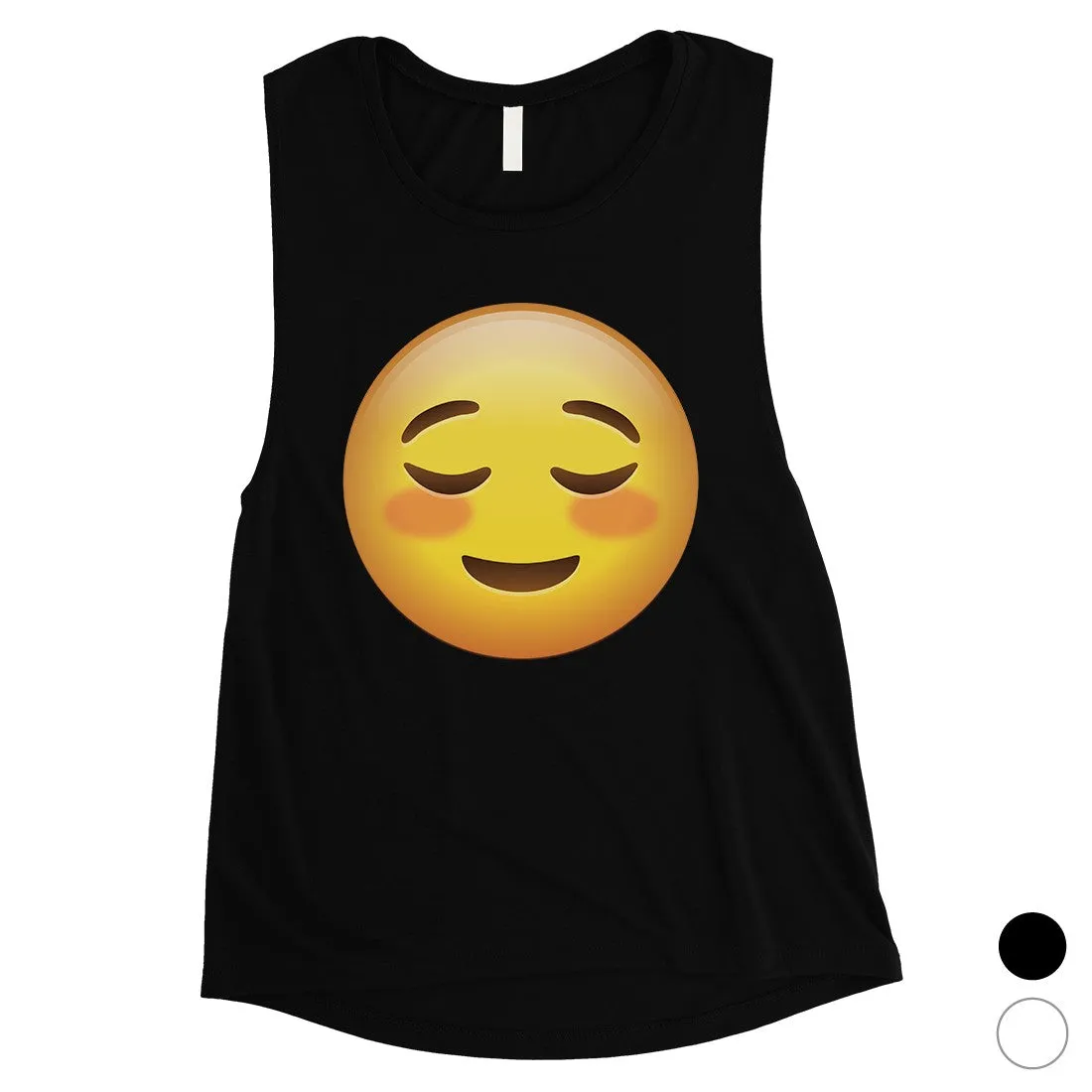 Emoji-Blush Womens Witty Fun Motivating Halloween Muscle Shirt Gift