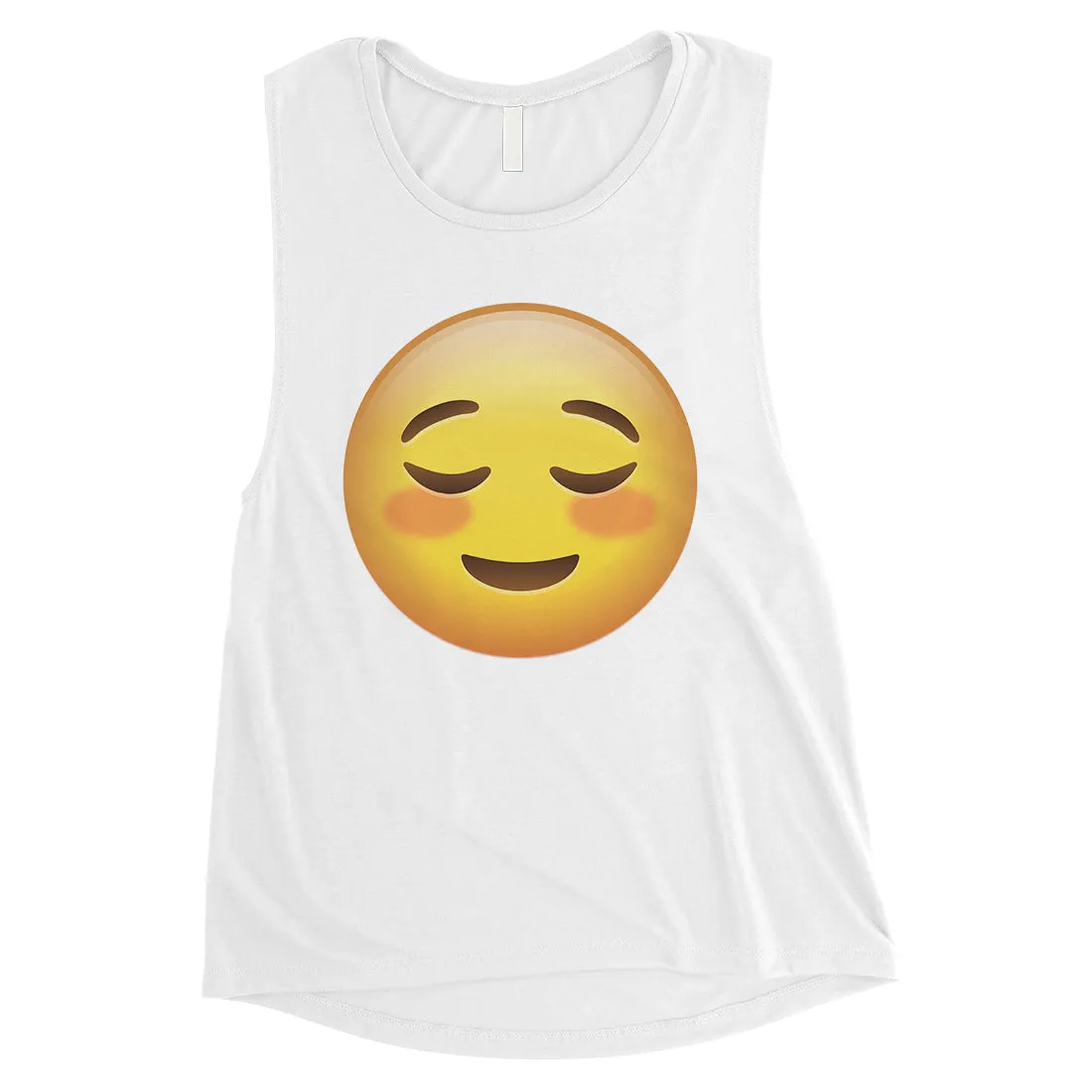 Emoji-Blush Womens Witty Fun Motivating Halloween Muscle Shirt Gift