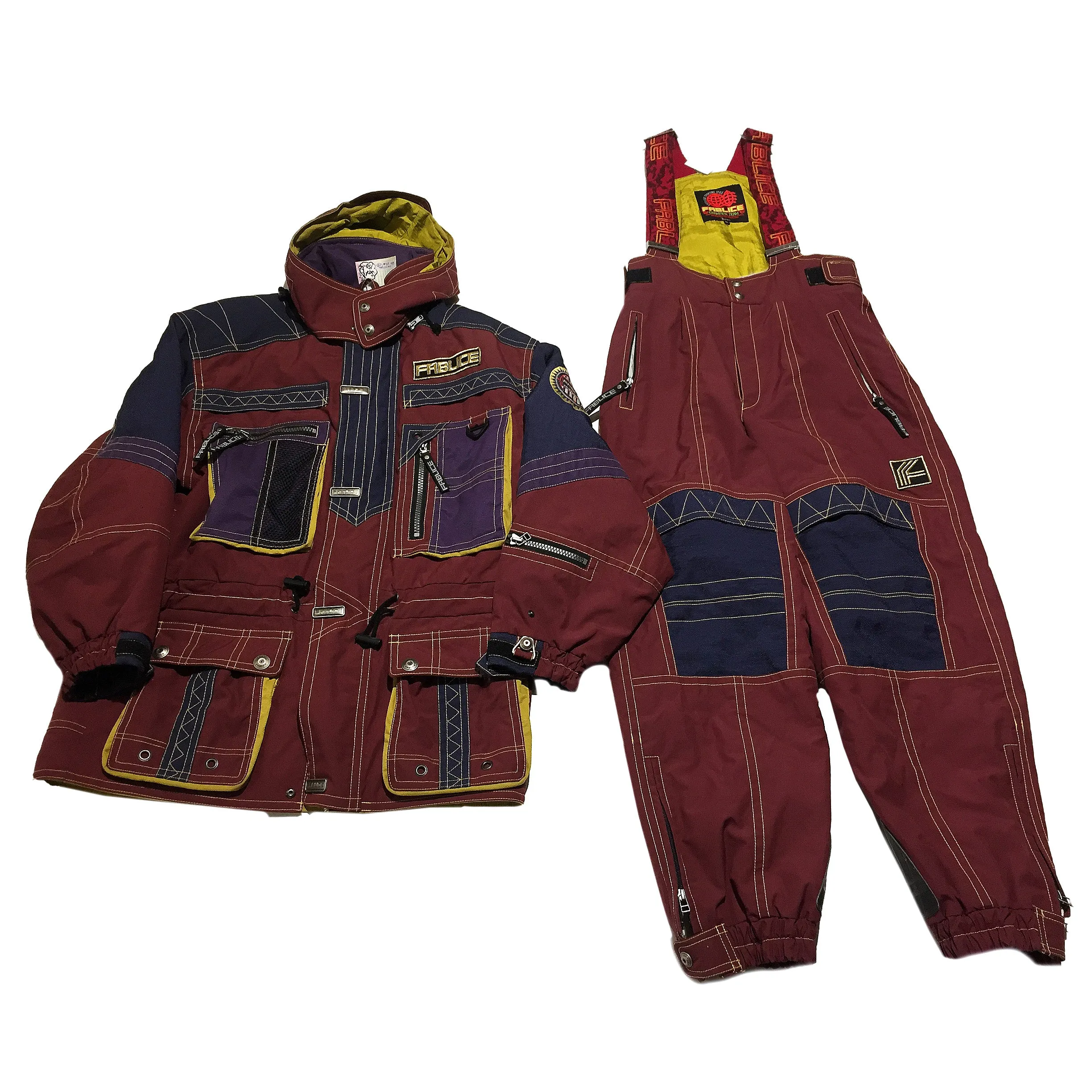 Fablice Burgundy, Yellow, Purple Ski Jacket