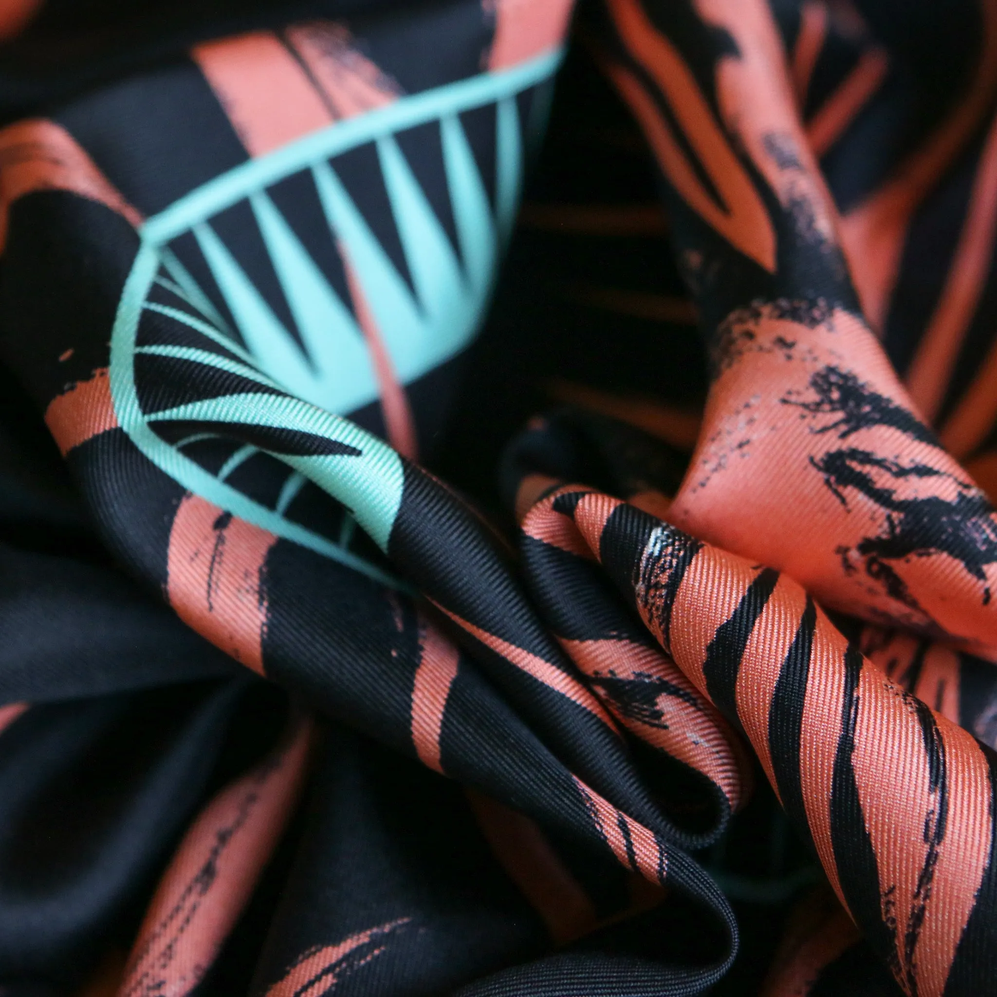 Fausto Sun Black Silk Twill - Panel Print