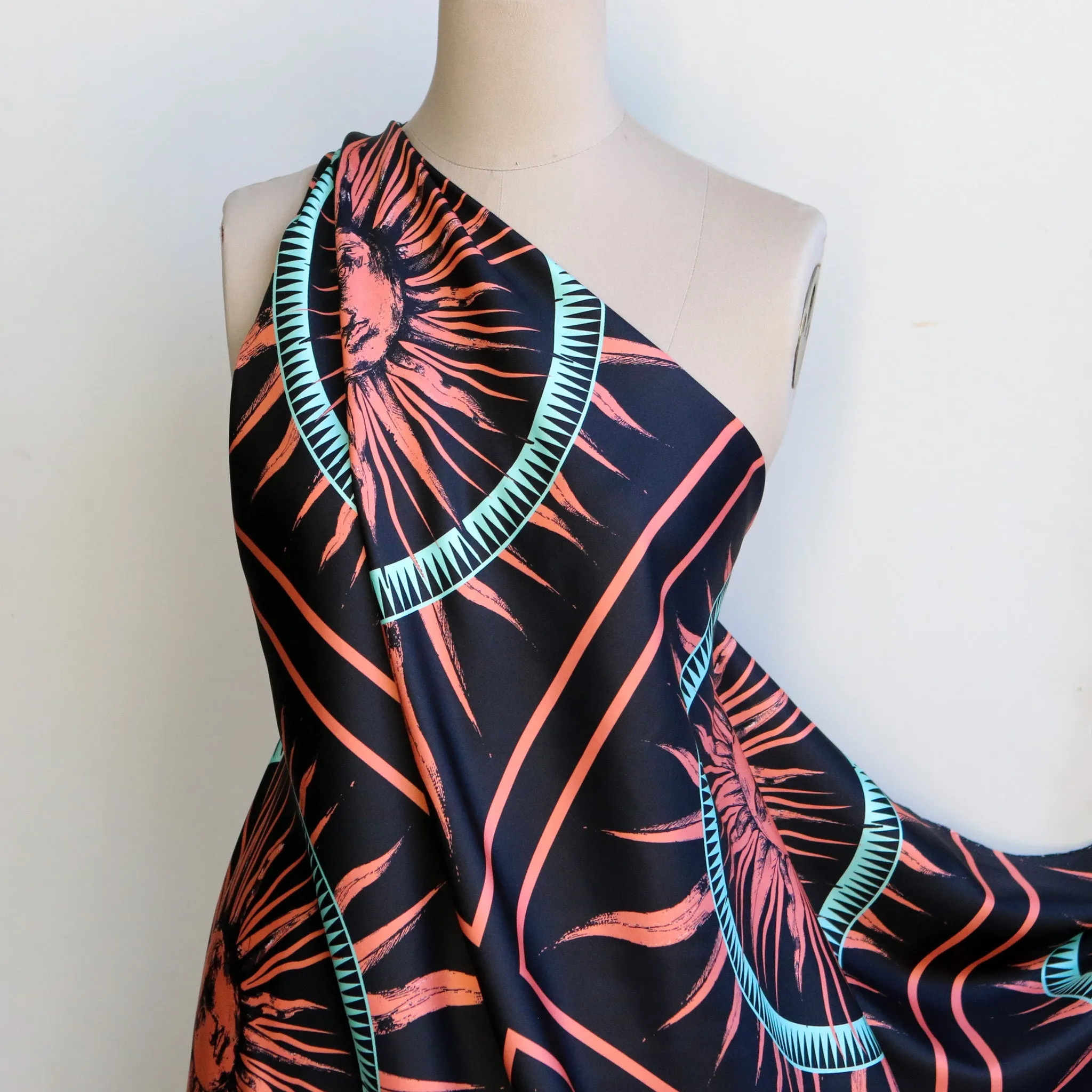 Fausto Sun Black Silk Twill - Panel Print