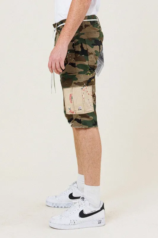FLOWER PATCH CAMO CARGO SHORT