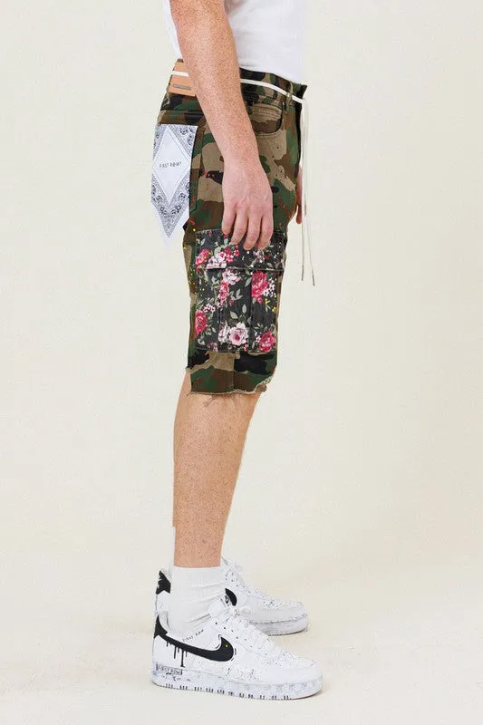 FLOWER PATCH CAMO CARGO SHORT