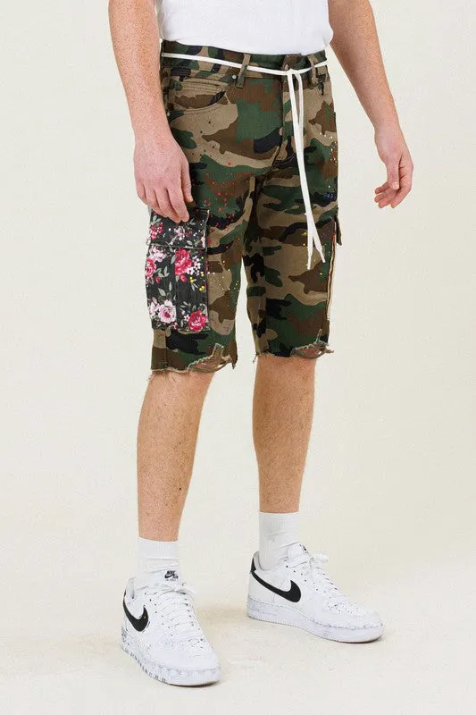 FLOWER PATCH CAMO CARGO SHORT