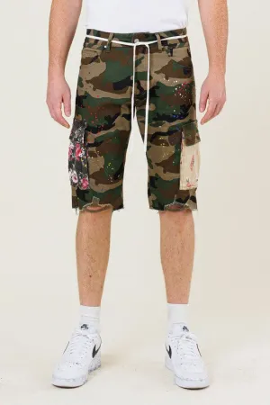 FLOWER PATCH CAMO CARGO SHORT