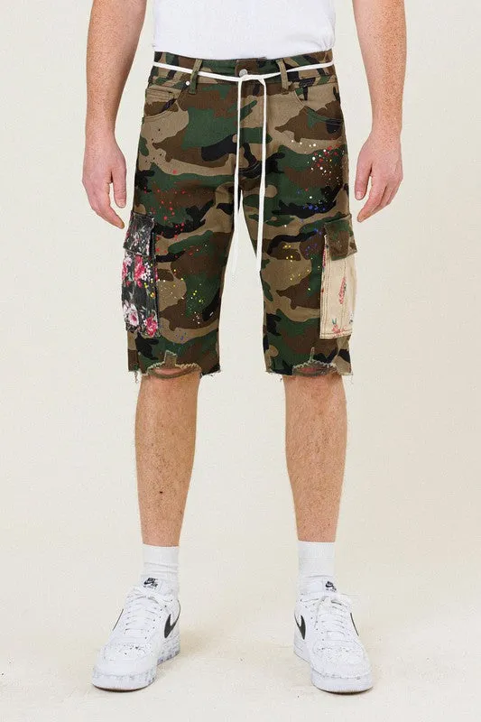 FLOWER PATCH CAMO CARGO SHORT