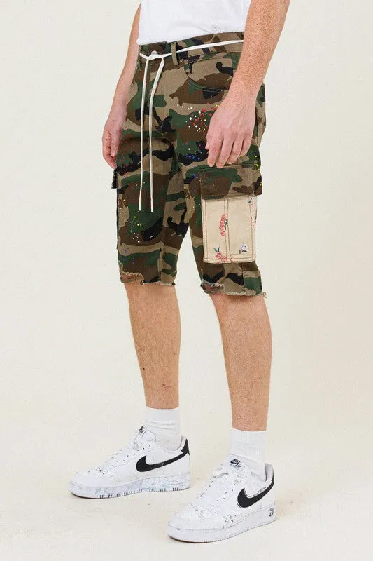 FLOWER PATCH CAMO CARGO SHORT