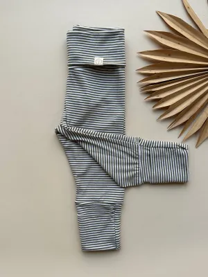 Fold-Over Footie Bamboo/Organic Cotton Leggings | Olive Stripe
