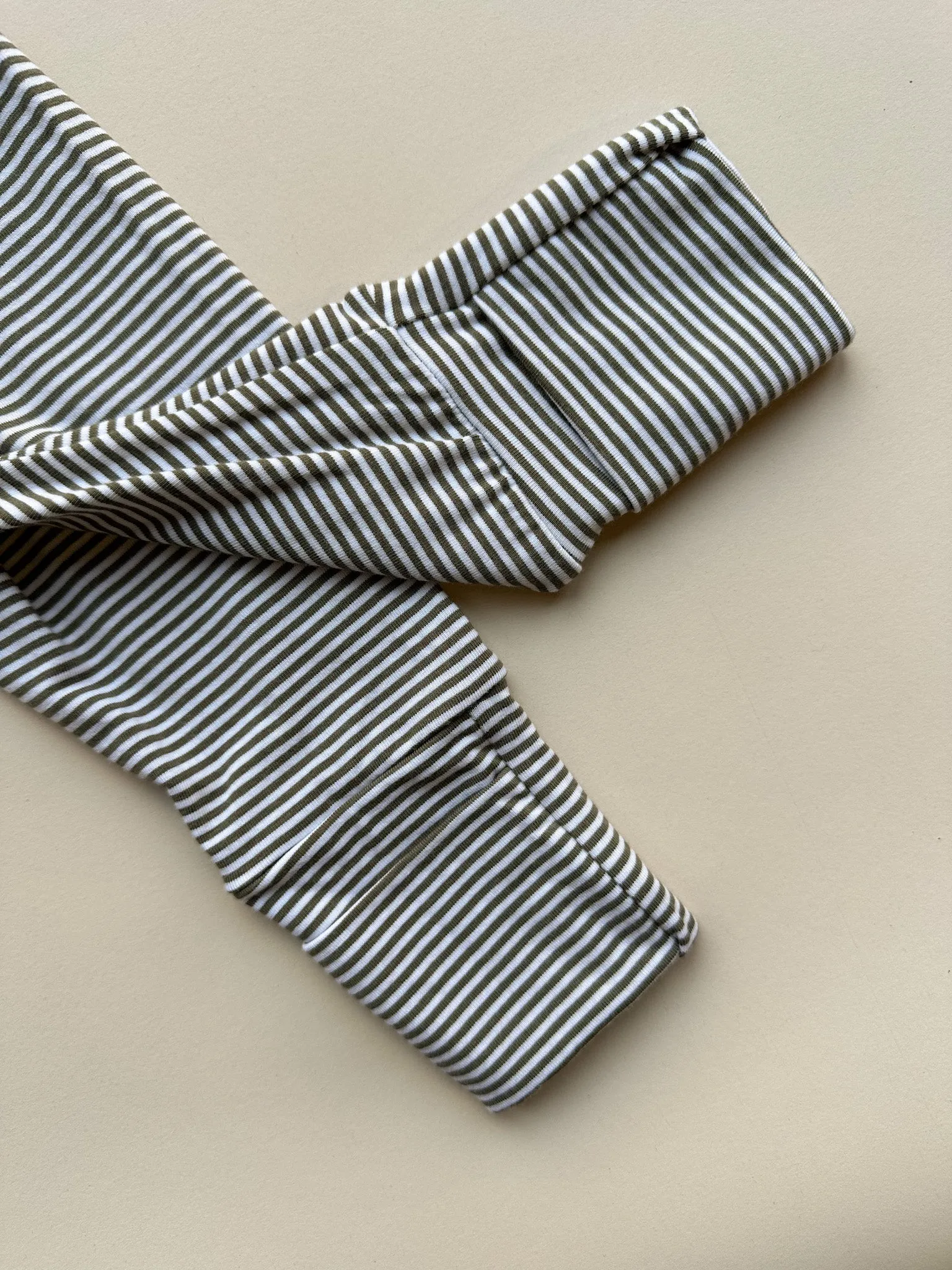 Fold-Over Footie Bamboo/Organic Cotton Leggings | Olive Stripe