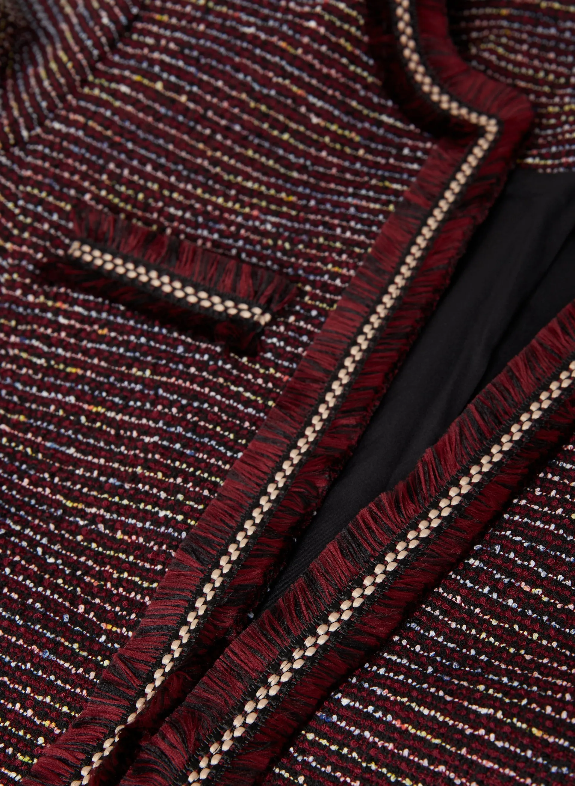 Frayed Trim Bouclé Jacket