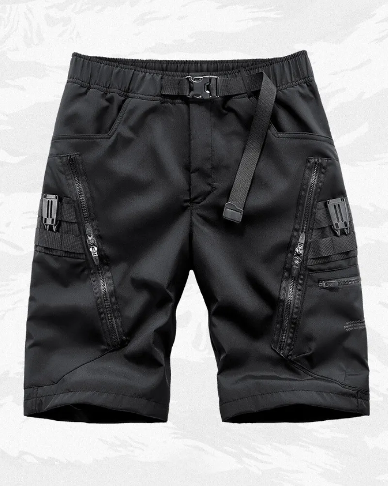 Functional Zip Pocket Black Cargo Shorts
