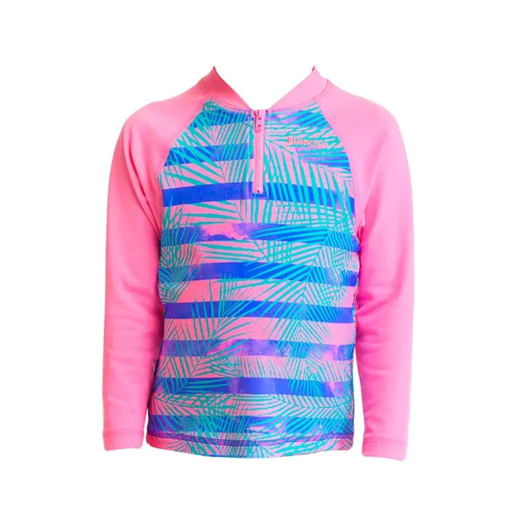 Funkita Toddler Zippy Rash Vest-Pastel Palm