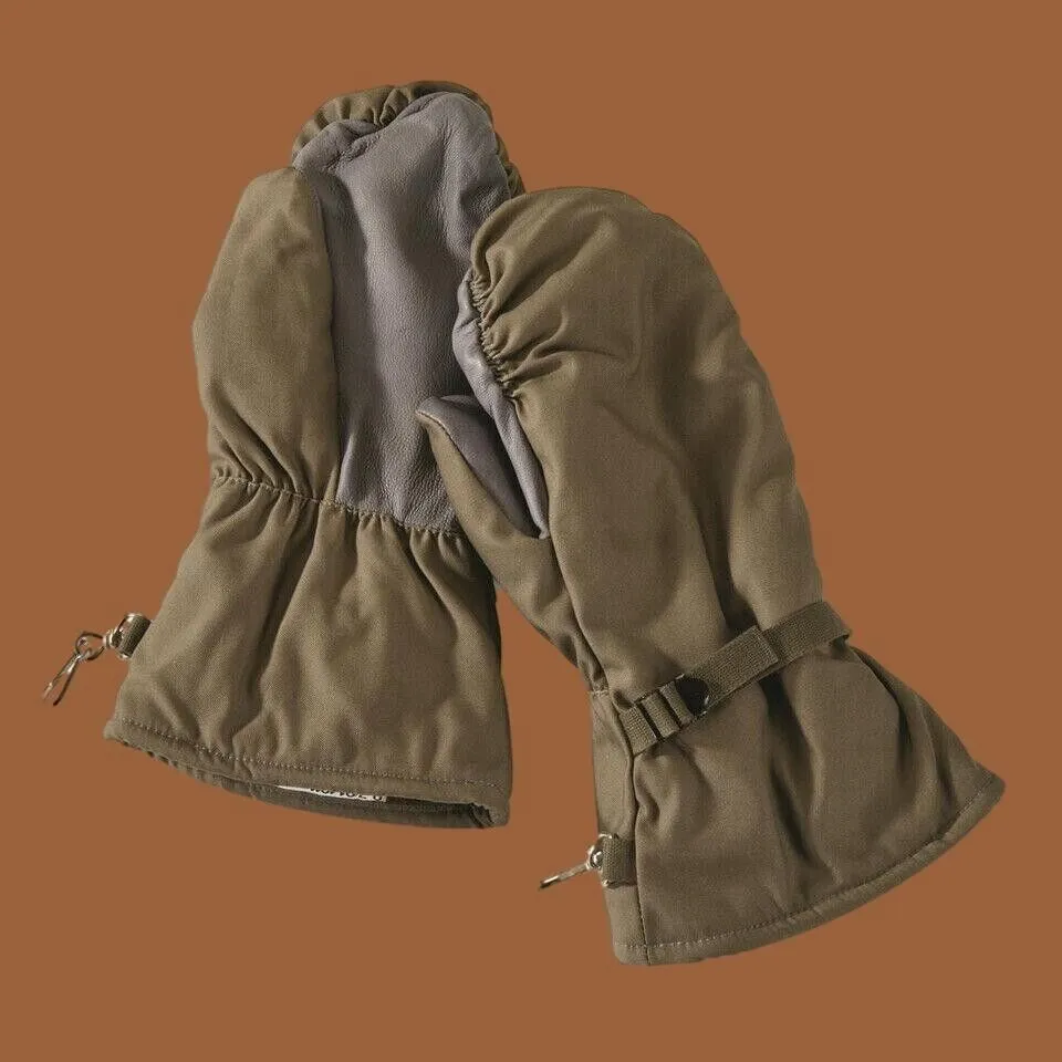 GERMAN MILITARY LINED MITTENS ARMY COLD WEATHER LEATHER PALMS SURPLUS