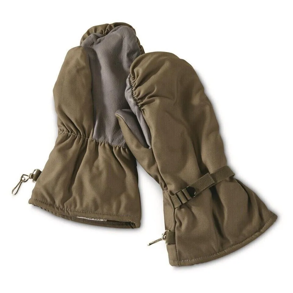 GERMAN MILITARY LINED MITTENS ARMY COLD WEATHER LEATHER PALMS SURPLUS