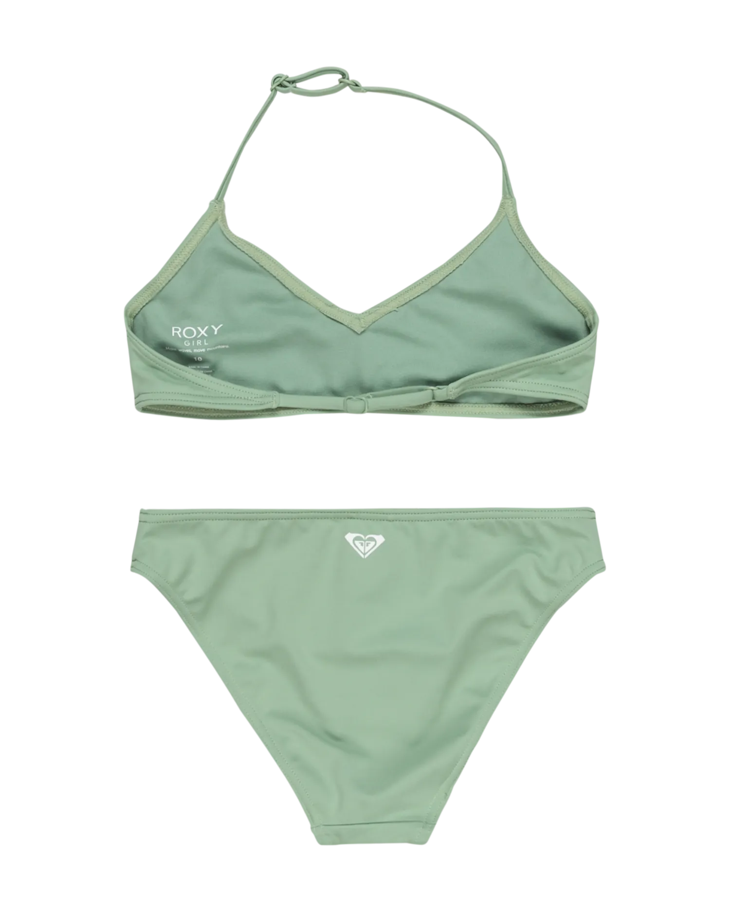 Girls Solid Active Tri Bikini Set in Basil