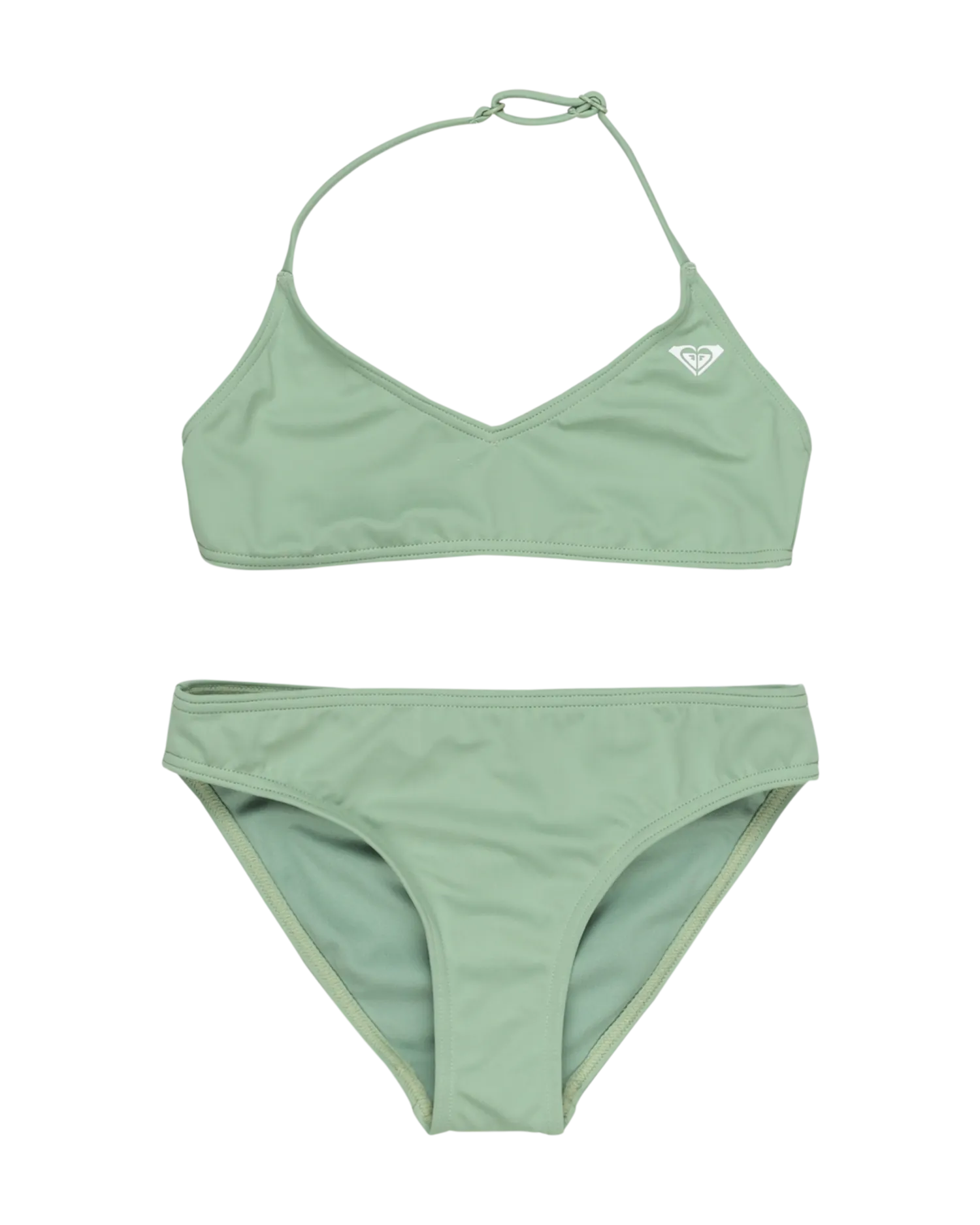 Girls Solid Active Tri Bikini Set in Basil