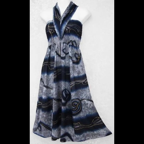 Gold Accent Ribbon Sarong Dress