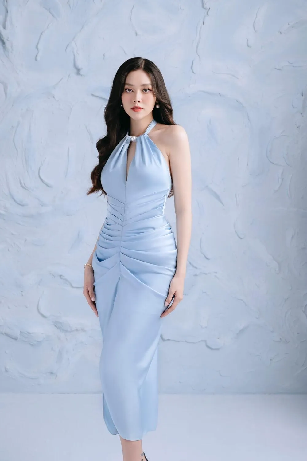Haily Sarong Halter Neck Silk Midi Dress