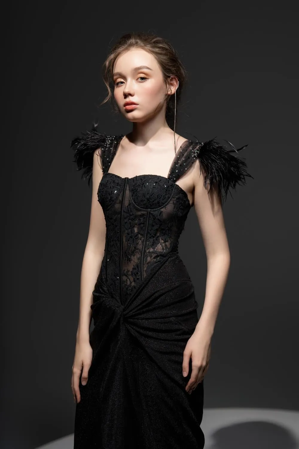 Izzy Sarong Chest Cup Lace Midi Dress