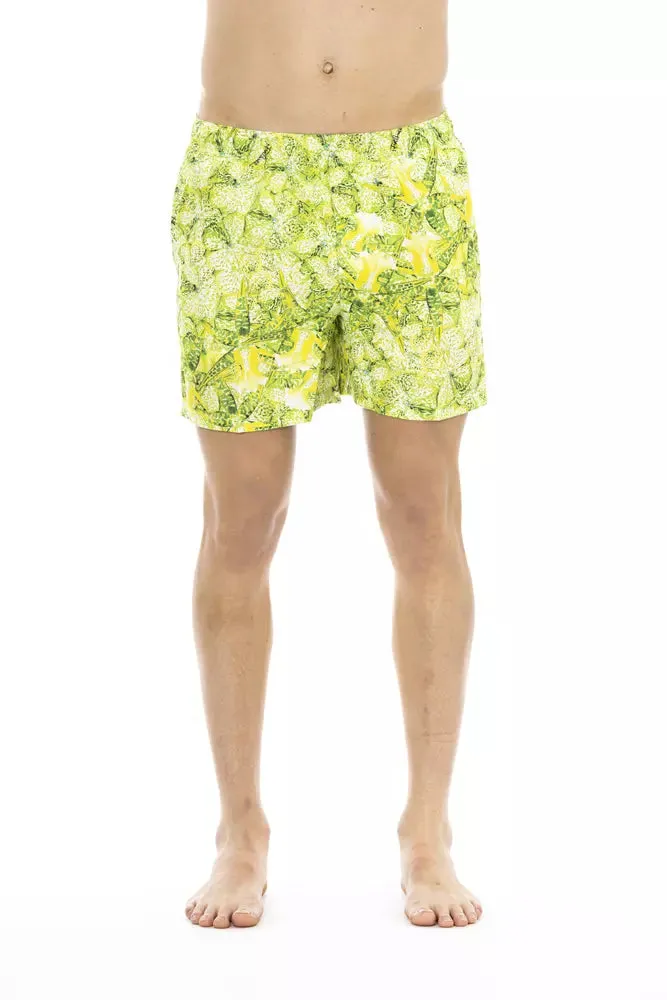 Just Cavalli Green Polyester Men Swim Short
