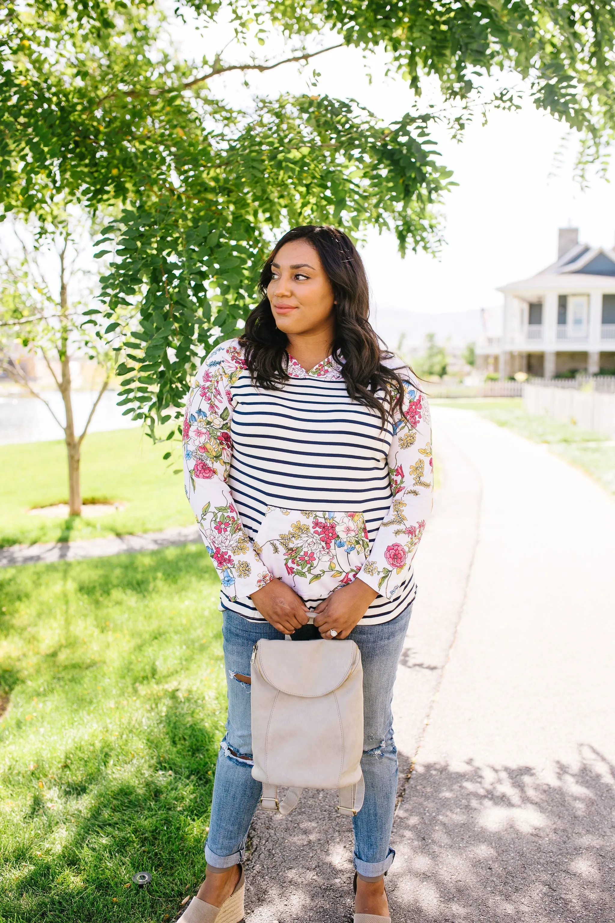 Kangaroo Pocket Full of Flowers Hoodie