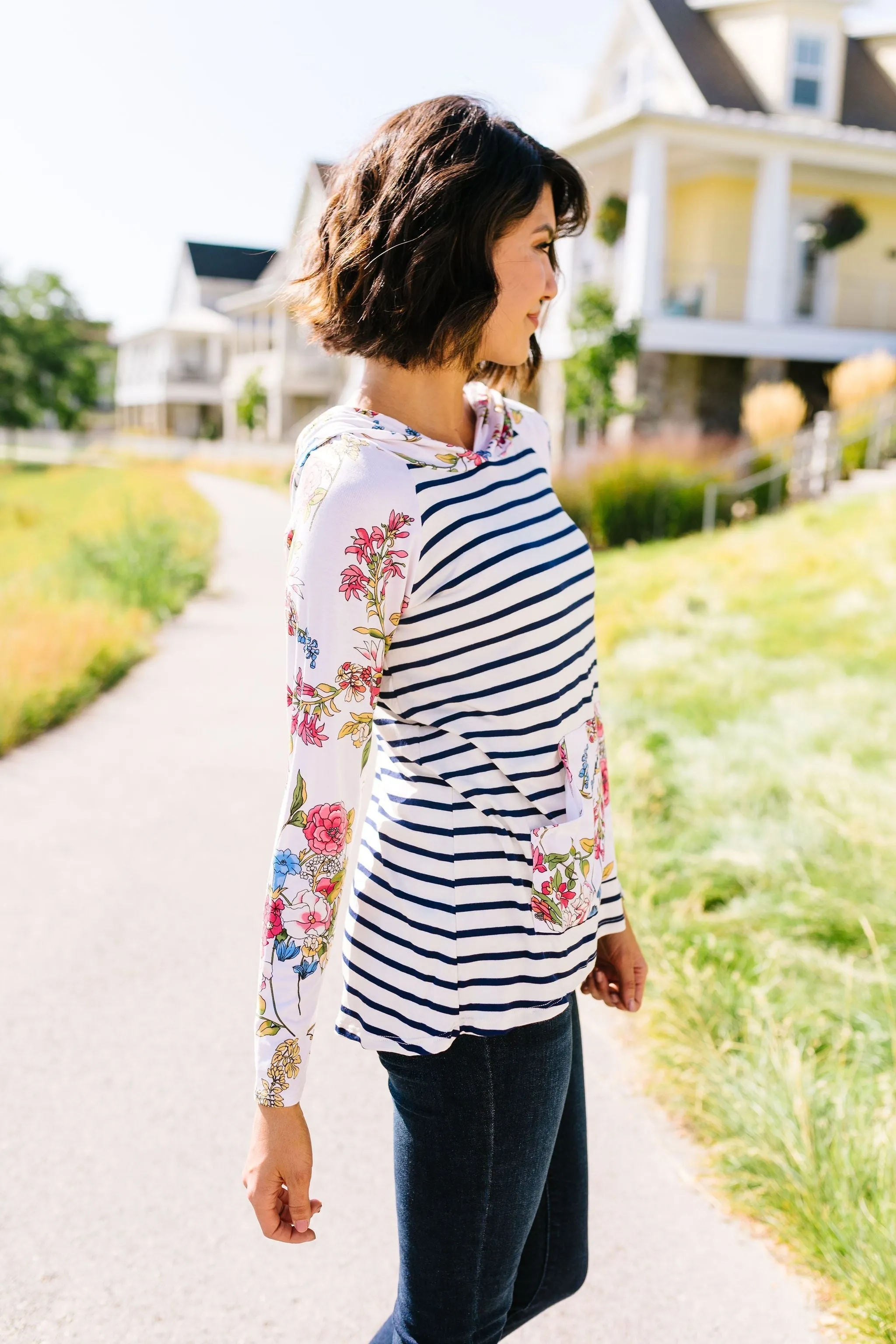 Kangaroo Pocket Full of Flowers Hoodie